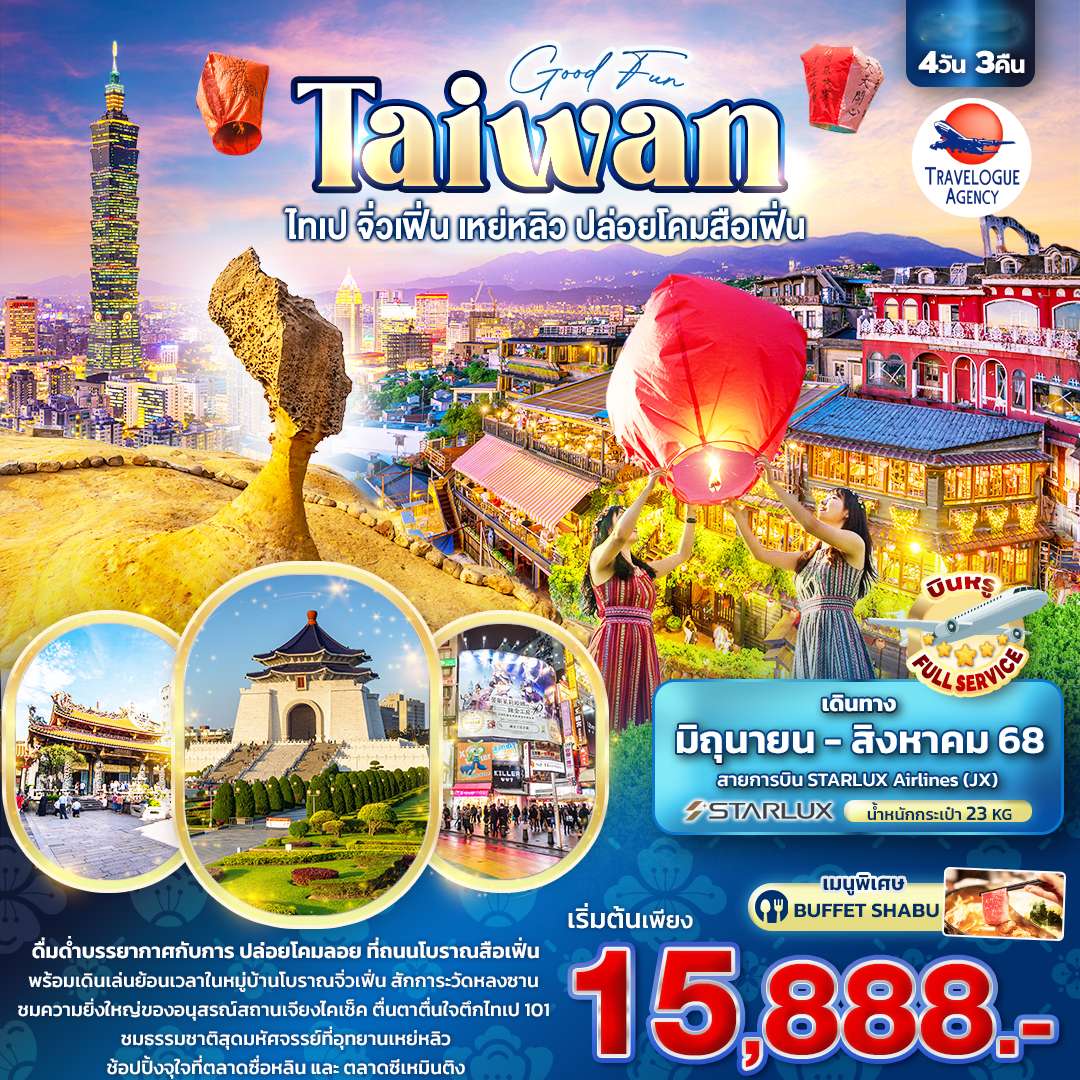 Good Fun TAIWAN ไทเป จิ่วเฟิ่น เหย่หลิว ปล่อยโคมสือเฟิ่น